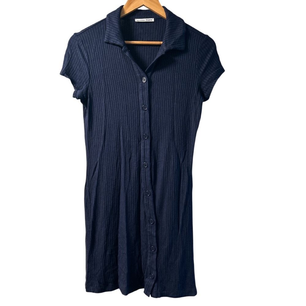 Reformation Ribbed Mini Dress navy blue